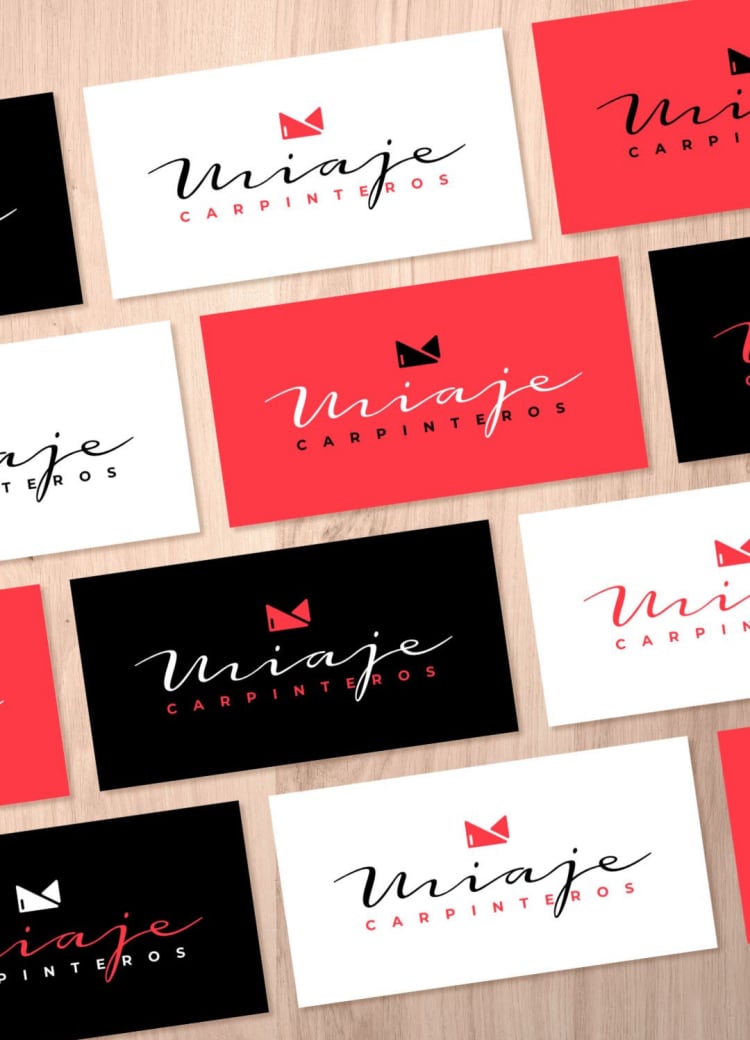 Visiby carpinteria miaje logo design branding color business card mockup