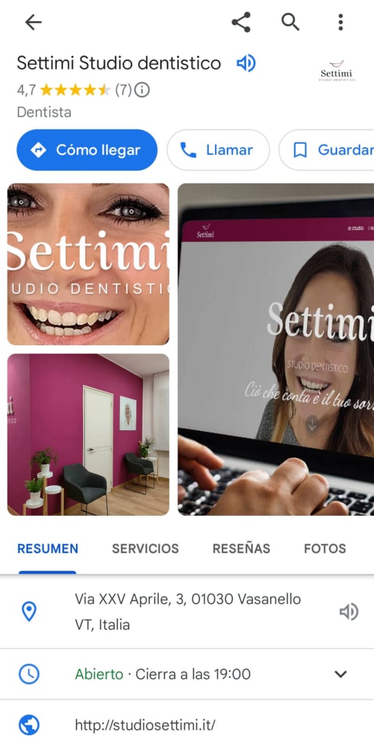 Visiby Settimi studio dentistico orte vasanello profilo google my business