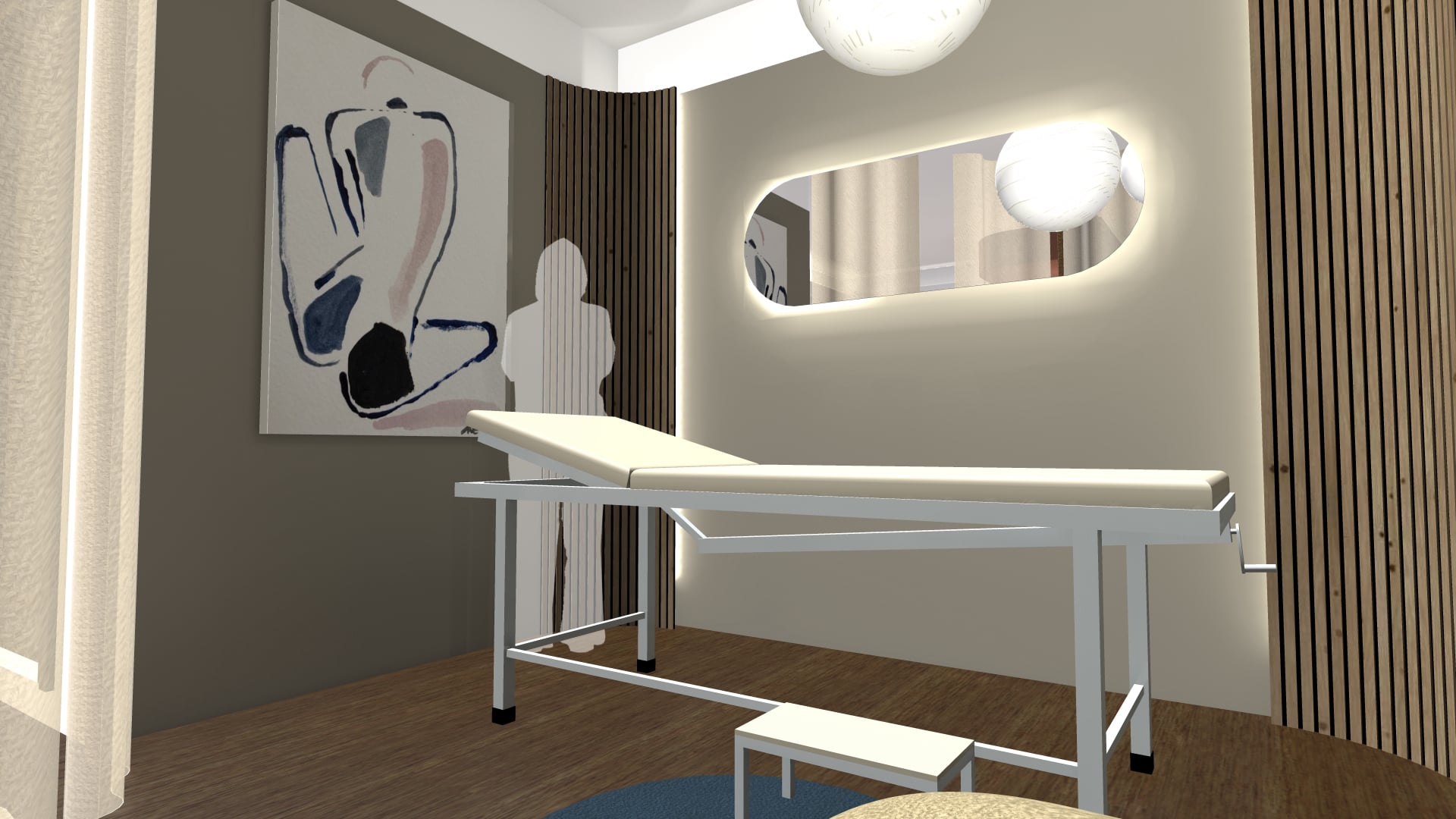 visiby marketing ético interiorismo y decoración con cuadro personalizado recepción centro fisioterapia Flavia Minella vasanello